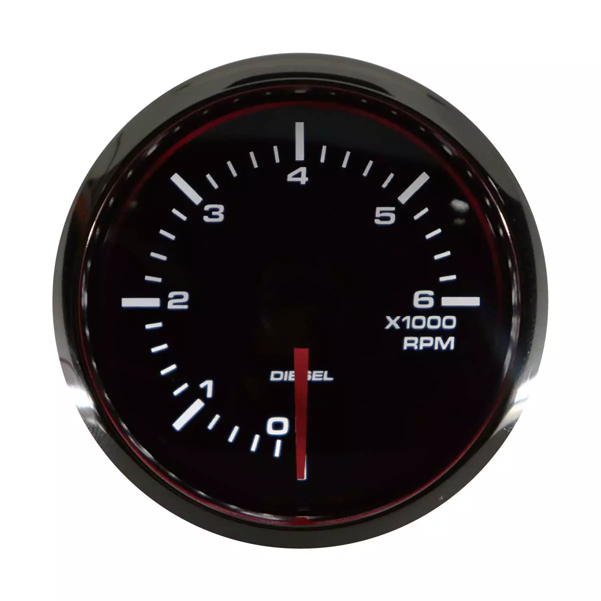 Universal Tachometer for Diesel Alternator 2" 6000 RPM Black Dial Chrome Bezel